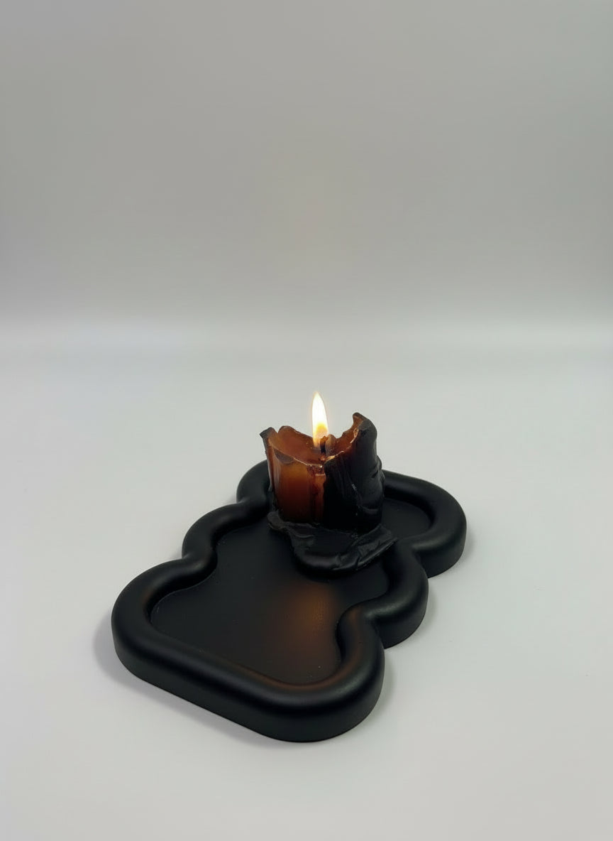 Черна луксозна подложка за ароматна свещ