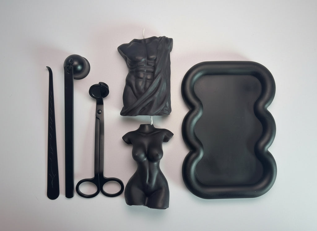 Луксозен комплект от парфюмни соеви свещи и аксесоари