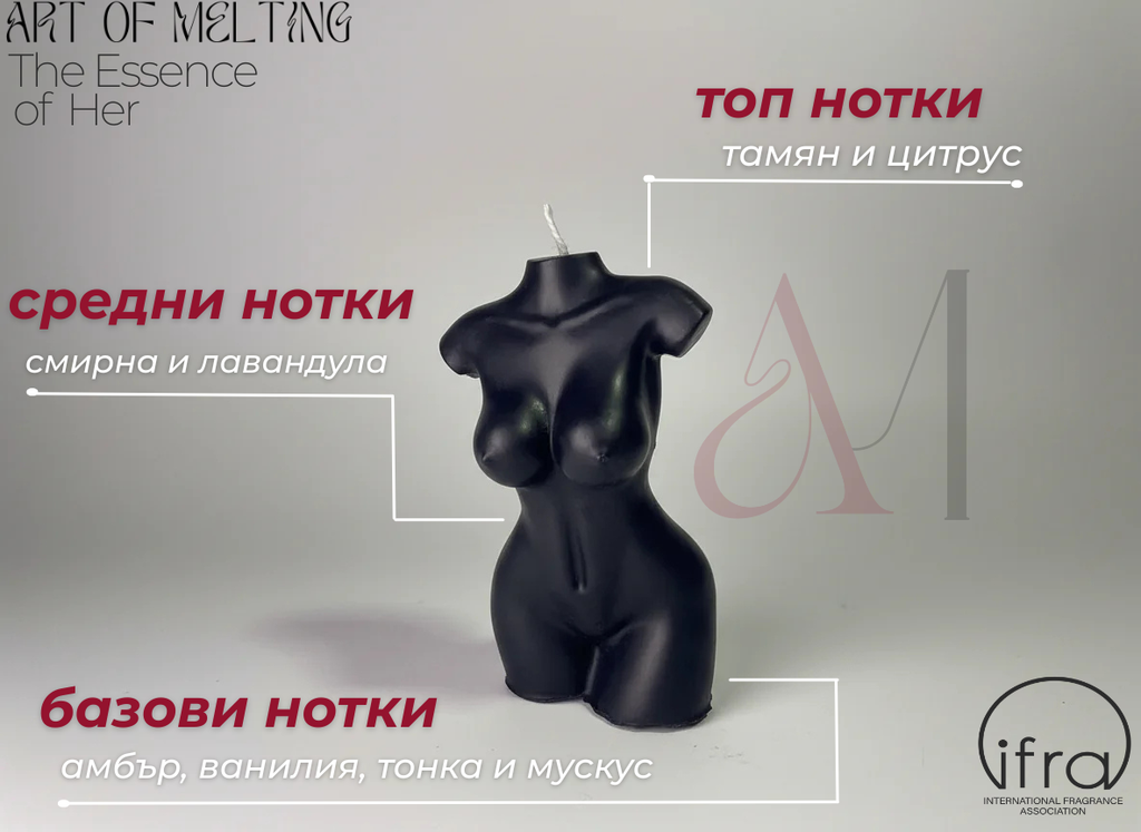 Луксозна натурална женска соева свещ - парфюмна композиция състав